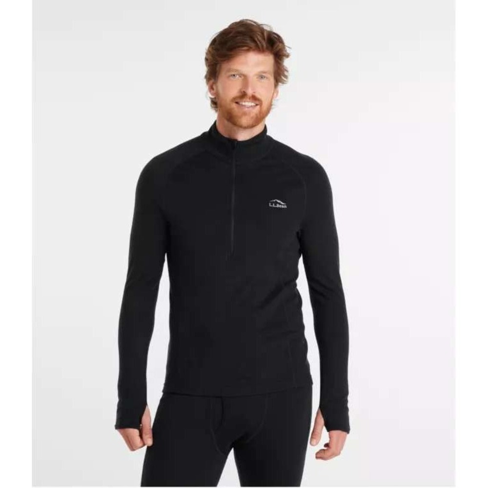 L.L.Bean Cresta‎ 250 Merino Wool Quarter Zip Base Layer Men's XL Black Midweight